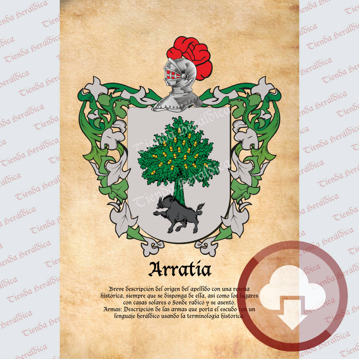 Escudo heráldico simple de un apellido